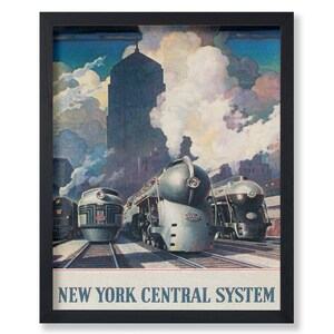 Vintage Travel Poster - Retro New York Print - Central Railroad Art - Train Art - Gift for Travel Lovers - Decor for Bedroom - UNFRAMED