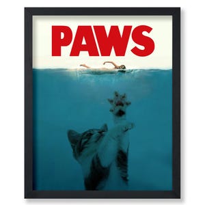 Paws Poster - Cat Print - Trendy Art - Modern Art - Humorous Art - Swimmer Art - Funny Decor for Bedroom, Living Room