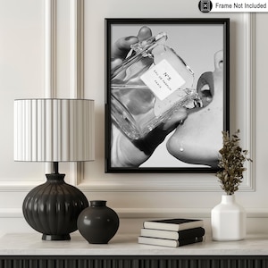 Drinking Perfume Print - Fashion Poster - Black and White Art - Luxury Brand Wall Design - Girly Photography Art