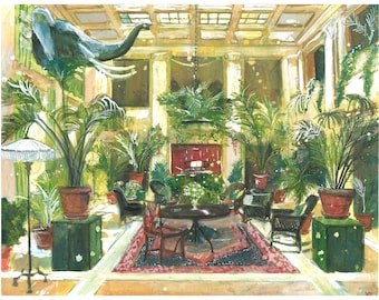 The George Eastman House in Rochester NY Gouache Painting | Fine Art Print
