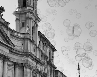 Bubbles in Rome| Black and White Fine Art Photography 8x10