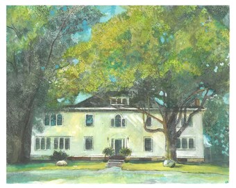 Poplar Hill Estate in East Aurora NY Gouache Painting | Fine Art Print