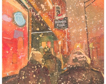 Mohawk Place in Buffalo NY Gouache Painting | Fine Art Print