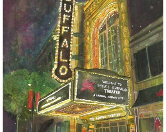 Shea’s Historic Theatre Buffalo NY Gouache Painting | Fine Art Print