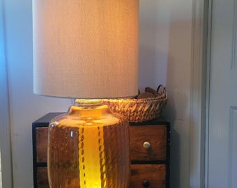 MCM Amber Glass Barrel Lamp