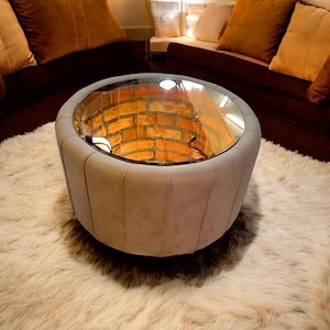 Infinity coffee table with Zen fabric, elegance added to the trendy concept, drum coffee table opening to infinity