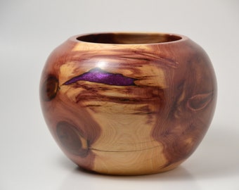 Red Cedar Bowl with Purple Epoxy Inlay