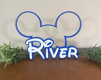 Placa de identificación personalizada inspirada en Disney / Letrero de nombre personalizable al estilo Disney / Nombre con temática de orejas de Mickey, regalo para baby shower, letrero con el nombre del bebé