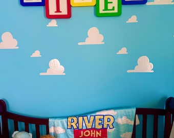 Vinilos decorativos de nubes inspirados en Toy Story / Pegatinas de vinilo para guardería y habitación infantil