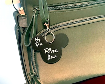 Etiqueta personalizada para bolso cambiador con orejas de ratón, letrero personalizado con el nombre del bebé, regalo para baby shower, regalo para papá primerizo, regalo para mamá primeriza, regalo personalizado para bebé