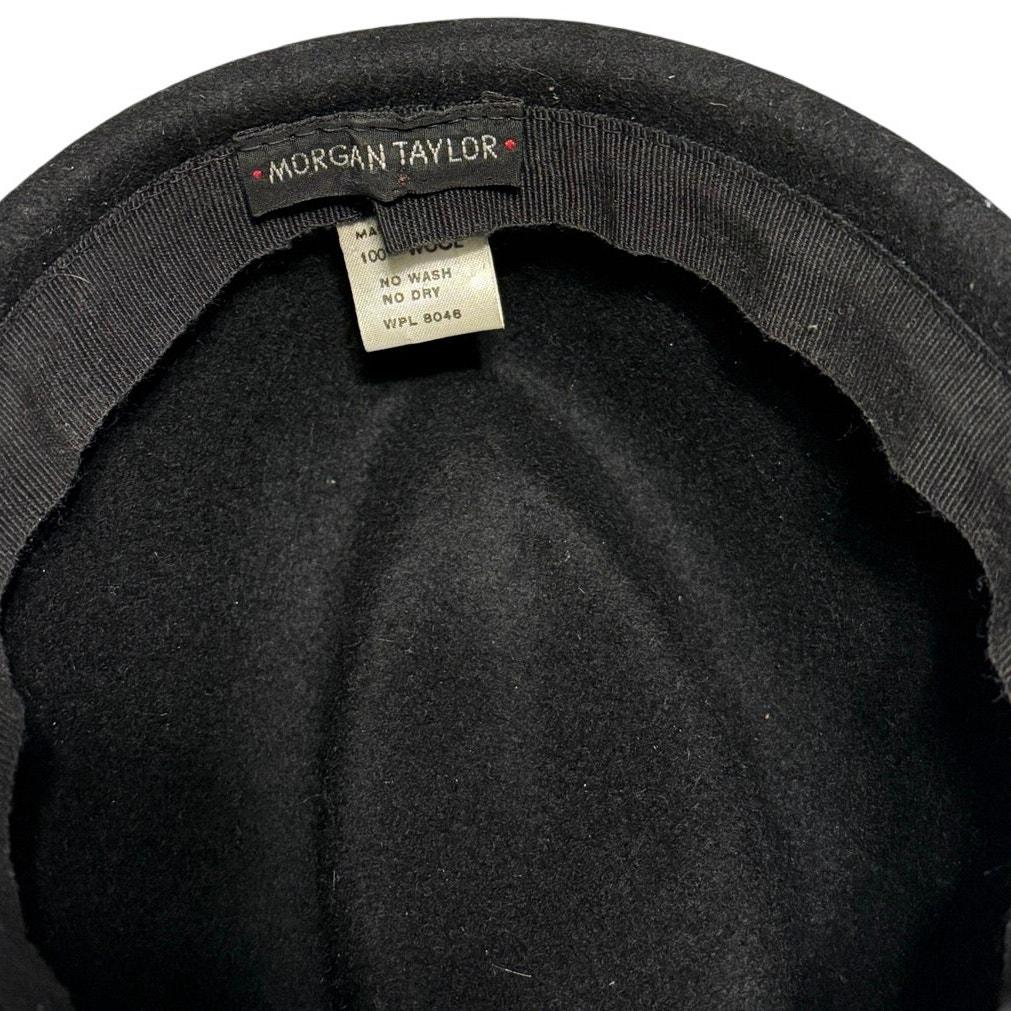 Vintage Morgan Taylor Black Wool Hat Feather Fascinator Made 