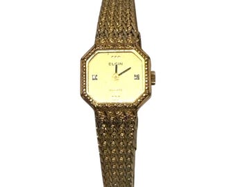Elgin Ladies Quartz Watch Gold Tone Black Dial EJ192-048 NIB  display picture 3