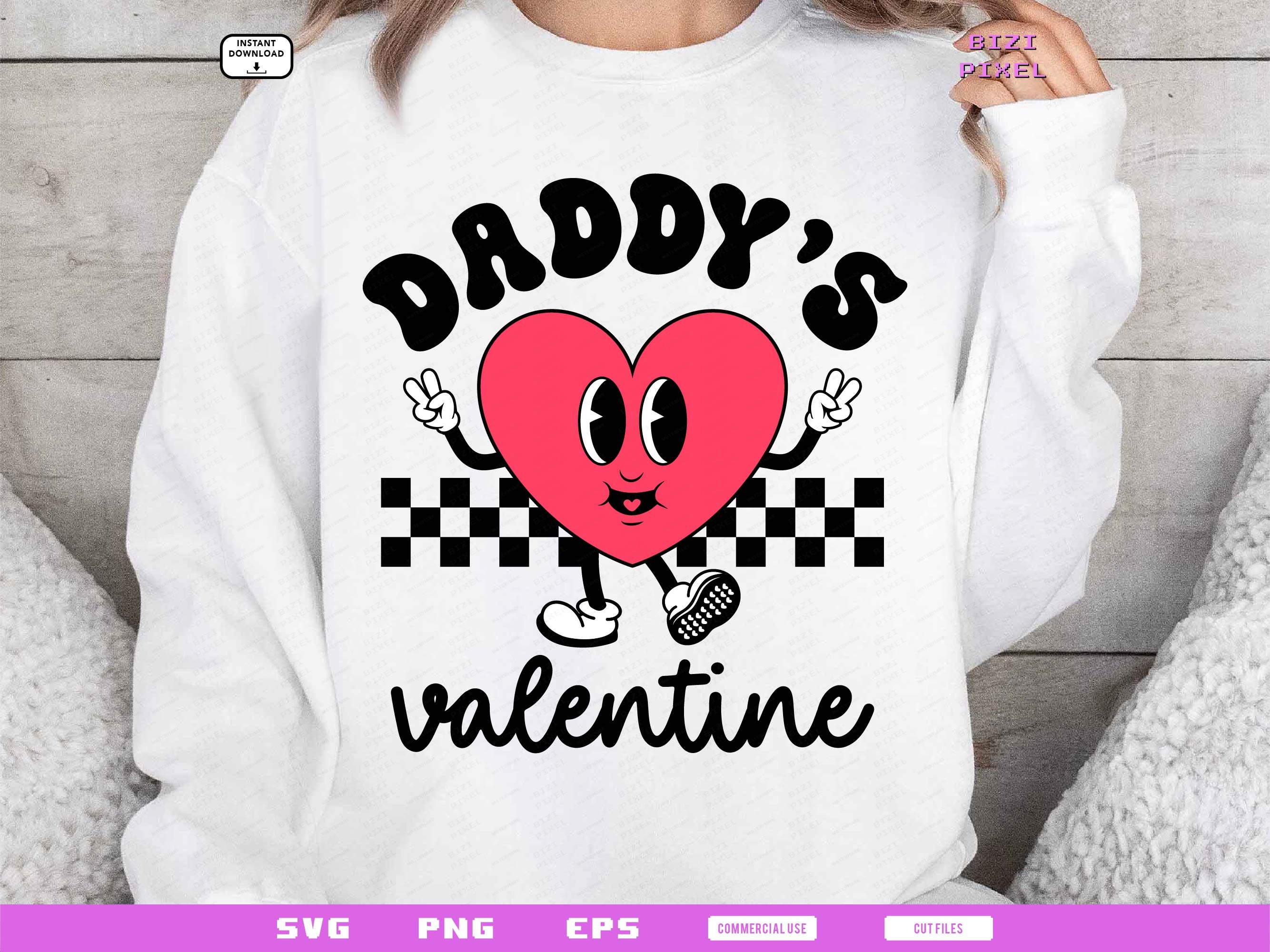 Daddy's Valentine Svg: Retro Groovy Heart Design (Digital Download)