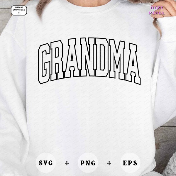 Grandma Svg, Grandma Png, Grandma Outline, Grandma Varsity, Grandma College, Sublimation Design