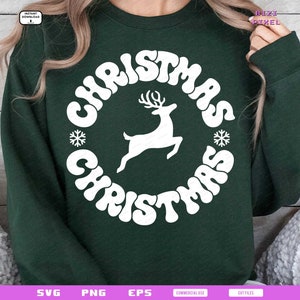 Retro Christmas Reindeer SVG: Circular Design (Digital Download)