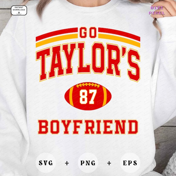 Go Taylor's Boyfriend Svg, Go Taylor's Boyfriend Png, Go Taylor's Boyfriend 87, Football, Sublimation Design, Red-Yellow, White-Yellow