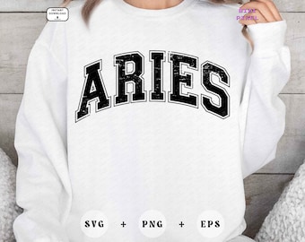 Aries Svg, Aries Png, Aries Varsity, Zodiac Varsity, Horoscope Aries, Zodiac Svg, Zodiac Png, Birthday, Distressed, Sublimation Design
