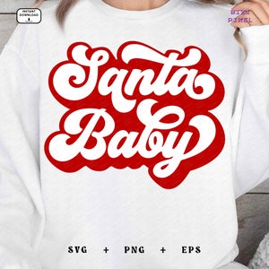 Santa Baby Svg, Retro Santa Baby Png, Natal 2024 Svg, Natal Svg, Crianças Santa Baby Clipart, Santa Baby Shirt Design, Ano Novo Svg