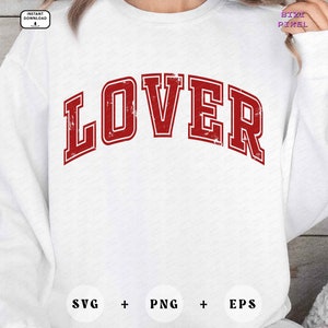 Amante svg, amante png, amante varsity svg, día de San Valentín svg, amante varsity png, amante varsity, rosa, rojo, angustiado, diseño de sublimación