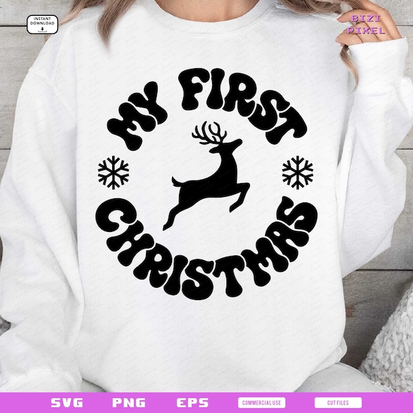 My First Christmas Reindeer Svg, My First Christmas Png, Reindeer Silhouette Svg, Christmas Svg, Kids Reindeer Svg, My First Christmas Svg