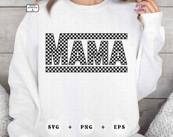 Checkered Mama SVG PNG: Racing Design (Digital Download)