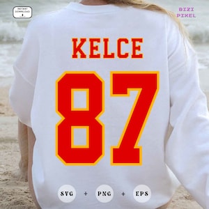 Kelce 87 Svg, Kelce 87 Png, Taylor's Boyfriend, Kelce Svg, Kelce Png, Football, Red-Yellow, White-Yellow