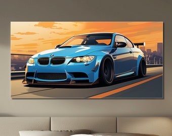 BMW E92 M3 // Mural de vidrio acrílico // XXL // Arte automotriz // Aluminio // Salón // Dormitorio // Oficina // Regalo