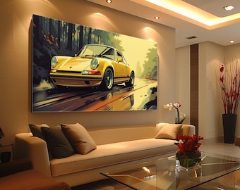 Porsche 911 // Mural de vidrio acrílico // XXL // Arte automotriz // Aluminio // Salón // Dormitorio // Oficina // Regalo