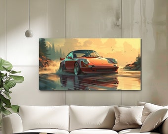 Porsche 911 // Mural de vidrio acrílico // XXL // Arte automotriz // Aluminio // Salón // Dormitorio // Oficina // Regalo