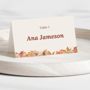 Plantillas para tarjetas de lugar de boda otoñal, tarjetas de lugar bohemias imprimibles, tarjetas de nombre para boda otoñal, tarjetas de mesa con temática otoñal, descarga instantánea
