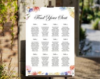 Wildflower Wedding Seating Chart Template: Editable Floral Design (Digital Download)