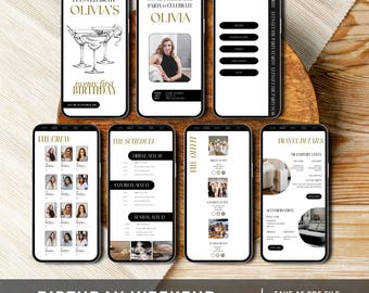 Digital Birthday Weekend Itinerary Template, Birthday Invitation Canva Template, Birthday Weekend Trip, Editable Birthday Itinerary Template