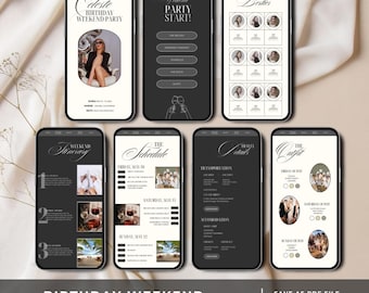 Digital Birthday Weekend Itinerary Template Editable Birthday Invite Canva Template Birthday Trip Schedule Modern Birthday Party Itinerary