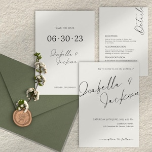 Hochzeitseinladung Set Save the Date Hochzeitsdetailkarte Modernes Invite-Set Einfache bearbeitbare Einladungsvorlage Printable Sofortiger Download