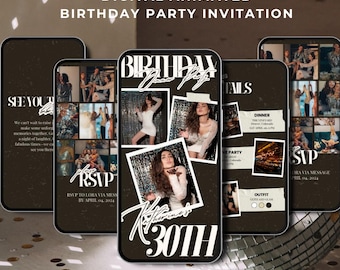 Animated Birthday Party Invitation Digital Birthday Invite Birthday Dinner Invitation Editable Birthday Party Photo Collage Template Canva