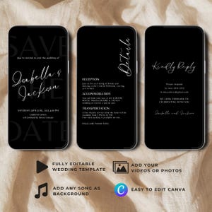 Wedding Video Invitation Save the Date Phone, Wedding Invite Animated Template, Digital Invitation Editable Canva Template, Instant Download
