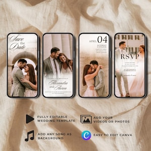 Modern Save The Date Video Invitation Template, Video Wedding Invitation, Editable Digital Invite Canva Template, Instant Download