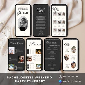 Digital Bachelorette Weekend Itinerary Template, Bachelorette Invitation Canva Template, Editable Bachelorette Party Weekend Trip Template