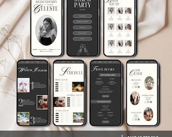 Digital Bachelorette Weekend Itinerary Template, Bachelorette Invitation Canva Template, Editable Bachelorette Party Weekend Trip Template
