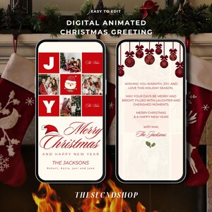 Weihnachts-Grafikkarte Vorlage Frohe Weihnachten Urlaub Karte Bearbeitbare Familie Weihnachtsfoto Karte Digitale Animierte Weihnachtsgruß Karte