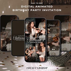 Digital Birthday Party Invitation, Animated Birthday Party, Digital Birthday Dinner Invitation, Editable Birthday Party Template, Smartphone