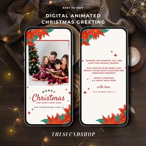 Weihnachts-Grafikkarte Vorlage Frohe Weihnachten Urlaub Karte Bearbeitbare Familie Weihnachtsfoto Karte Digitale Animierte Weihnachtsgruß Karte