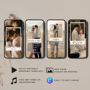 Modern Save The Date Video Invitation Template, Video Wedding Invitation, Editable Digital Invite Canva Template, Instant Download