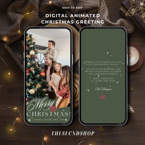 Weihnachts-Grafikkarte Vorlage Frohe Weihnachten Urlaub Karte Bearbeitbare Familie Weihnachtsfoto Karte Digitale Animierte Weihnachtsgruß Karte