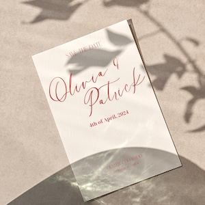 Red Minimalist Save the Date Card: Editable Canva Template (Instant Download)