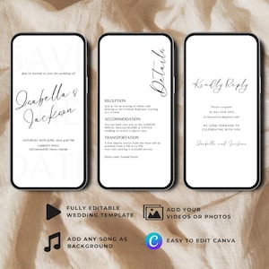 Wedding Video Invitation Save the Date Phone, Wedding Invite Animated Template, Digital Invitation Editable Canva Template, Instant Download