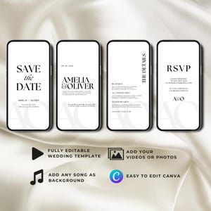 Animated Wedding Video Invitation: Photo Save the Date Canva Template (Digital Download)