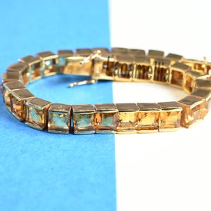Hermosa pulsera de tenis de citrino natural, pulsera de eslabones de citrino con corte cuadrado, pulsera de plata de ley 925, regalo para el amor de una madre.