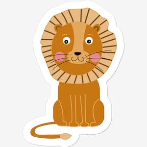 Cute Lion Sticker , Animal Sticker, Lion Vinyl Sticker, Animal Lover , 3&quot; x 4&quot; Die Cut Sticker, Sticker for Laptops, Gym Bottle, Lion Print