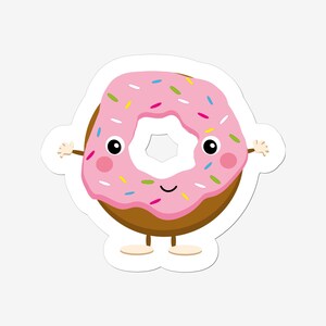 Donut Sticker , Dessert Sticker, Sweets Vinyl Sticker, Pastry Treats, 3&quot; x 4&quot; Die Cut Sticker, Sticker for Laptops, Gym Bottle,
